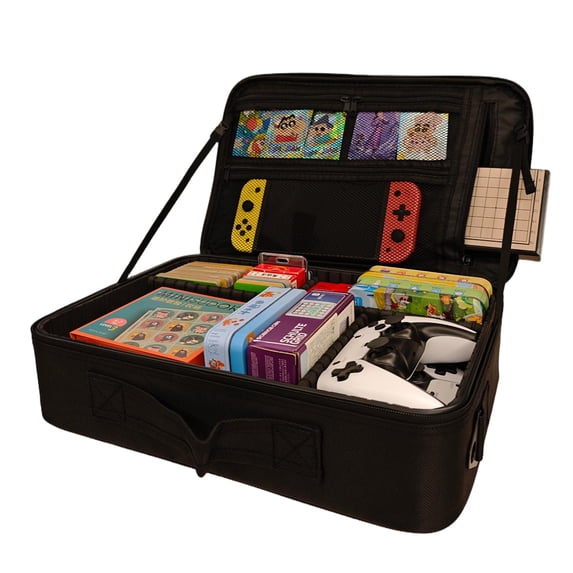 Carrying Case for Nintendo Switch, All-in-One Travel Bag with Shoulder Strap,Switch accessories travel storage bag with adjustable dividers,Outdoor game card carrying case
