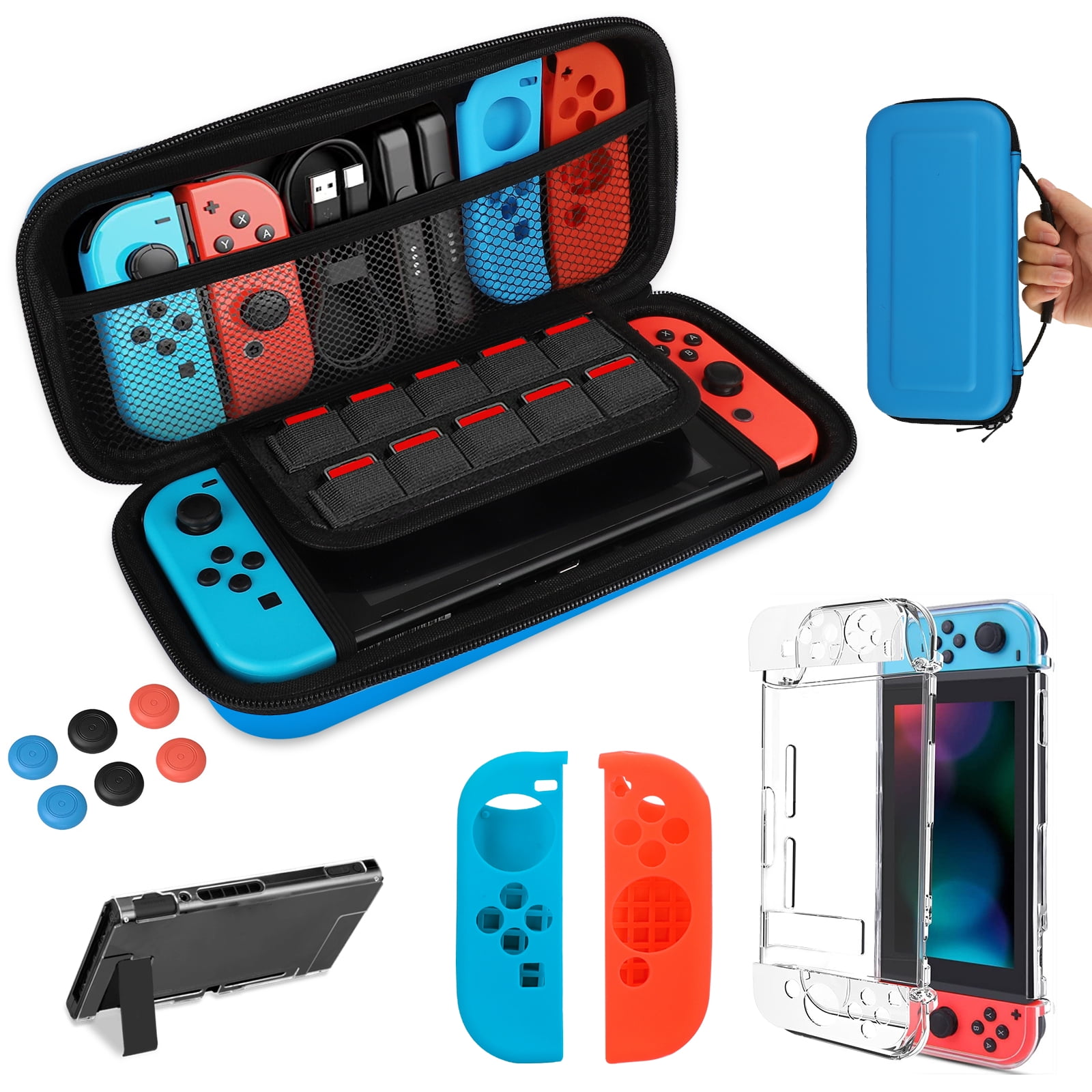 Switch Accessories Bundle for Nintendo Switch, Kit with Carrying Case,  Screen Protector,Charging Dock,Compact Playstand,Protective Case,Game