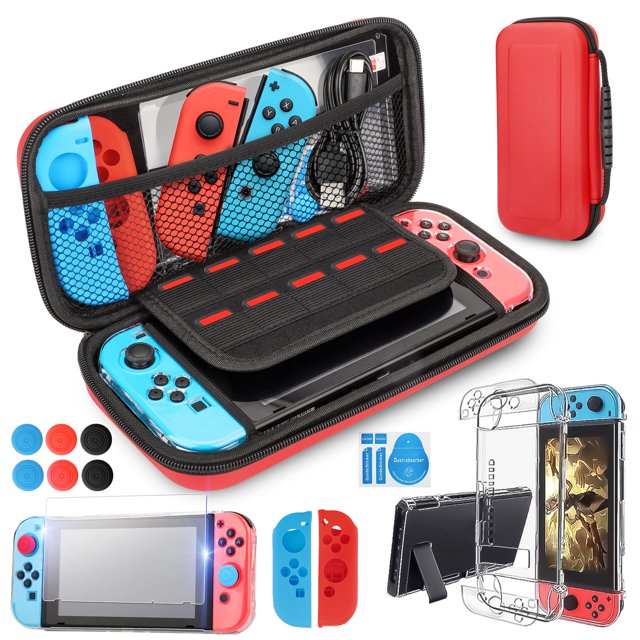 Carrying Case for Nintendo Switch, TSV 13in1 Switch Accessories Bundle with Protective Hard