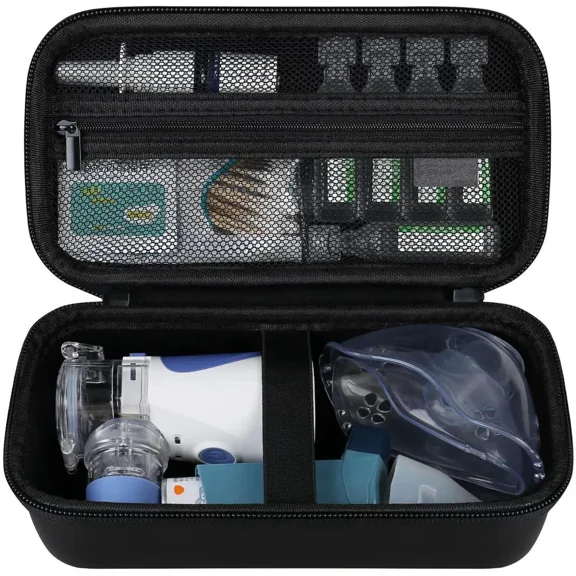 Carrying Case for Portable Handheld Inhaler Nebulizer Machine for Adults and Kids, Asthma Inhaler Travel Case, Handheld Mesh Atomizer Machine Holder, Inhaler Spacer Bag, Black