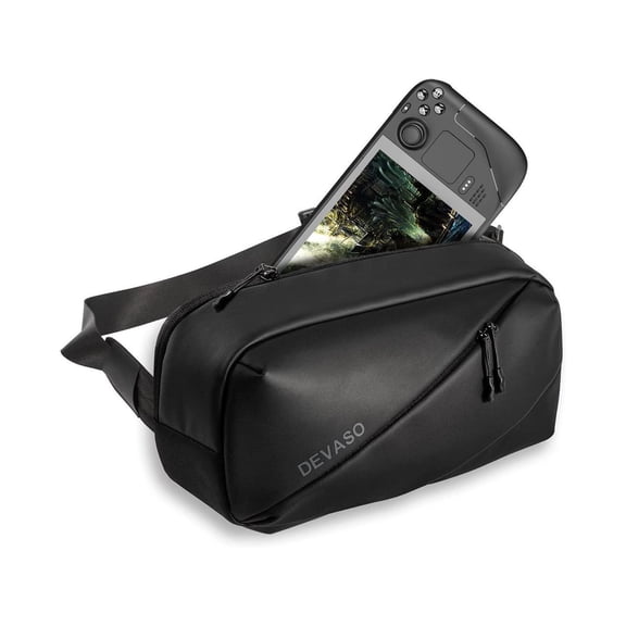 Carrying Case for Steam Deck, Protective Shoulder Bag with Pockets Fit for Steam Deck Console, Original AC Charger Adapter and dock station, Joystick Protectors, Fan Cooler and USB C Cable