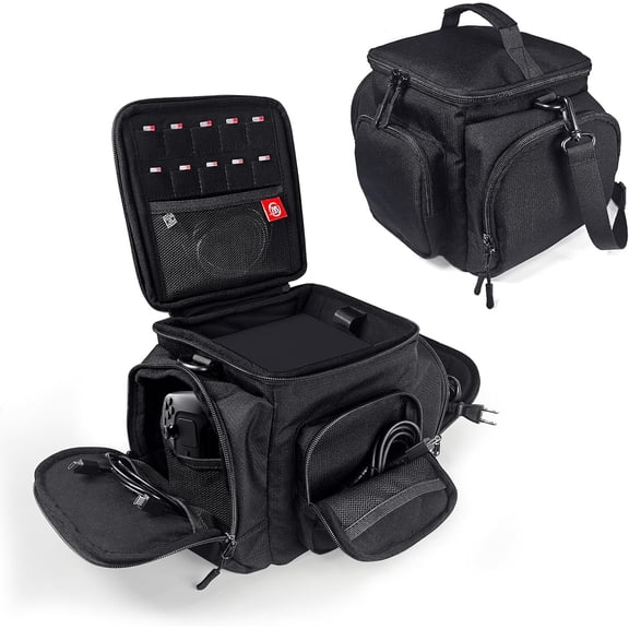 Carrying Case for Steam Machine with Detachable Shoulder Strap,Travel Bag Multiple Storage Pockets for Steam Controllers, Games, Cables, Portable Hard Disk and Other Accessories (Black)
