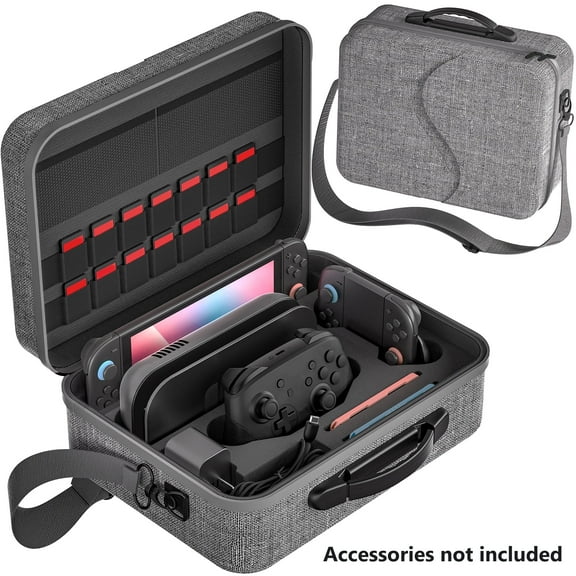 Carrying Case for Switch 2, Portable Travel Storage Protective Case for Switch 2 Carrying Case with Handle and Shoulder Strap, Holds Console, Controller, Pro Controller, Charger, Dock and Game Card