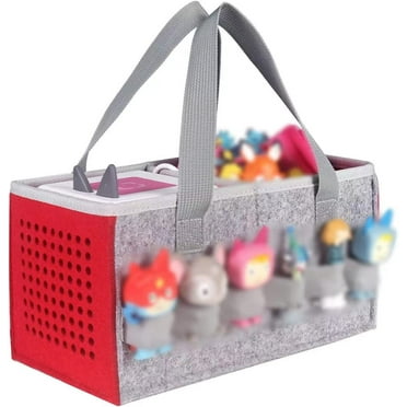 Carrying Case for Tonies Starter Set & Storage Bag for Tonies Figurine, Felt Cloth Musical Toy Folding Bag for Kids Toniebox Accessories Travel Carrying Bag with Handle for Toniebox Red