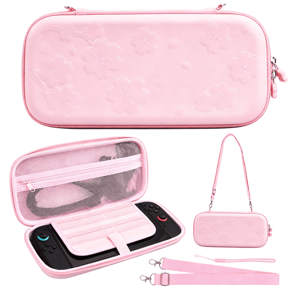 Carrying Case for Nintendo Switch 2 (2025), Hard Shell, Shockproof, 10 Game Card Slots, Portable Protective Travel Bag with Inner Pocket, Sakura Pink