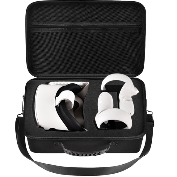 Oculus Quest 2 VR Case, Virtual Reality Headset and Controllers with Face Cover & Lens Protector- Black