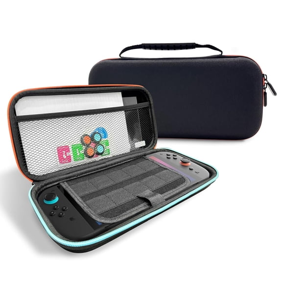 Carrying Case for Switch 2 (2025) - Portable Travel Case for Switch 2, 2 Screen Protectors, Thumb Grip Caps, 10 Game Card Storage, Black