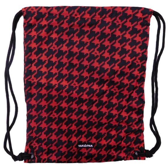 Carrysack Sack Red & Black Houndstooth Cinch Bag Tote