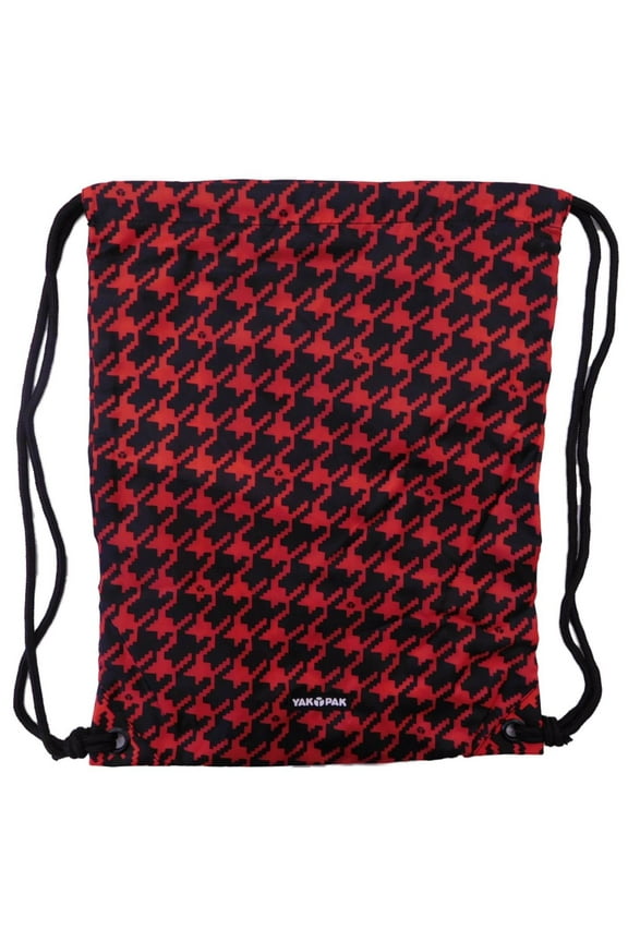 Carrysack Sack Red & Black Houndstooth Cinch Bag Tote