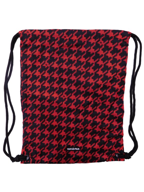 Carrysack Sack Red & Black Houndstooth Cinch Bag Tote