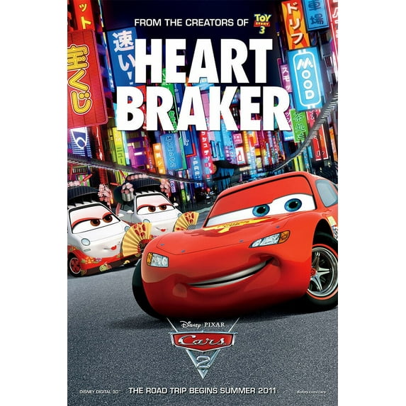 Cars 2 Car Action Fantasy Wall Poster - 12x18 Inch Laminated Poster - Stunning Detail and Bold Colors