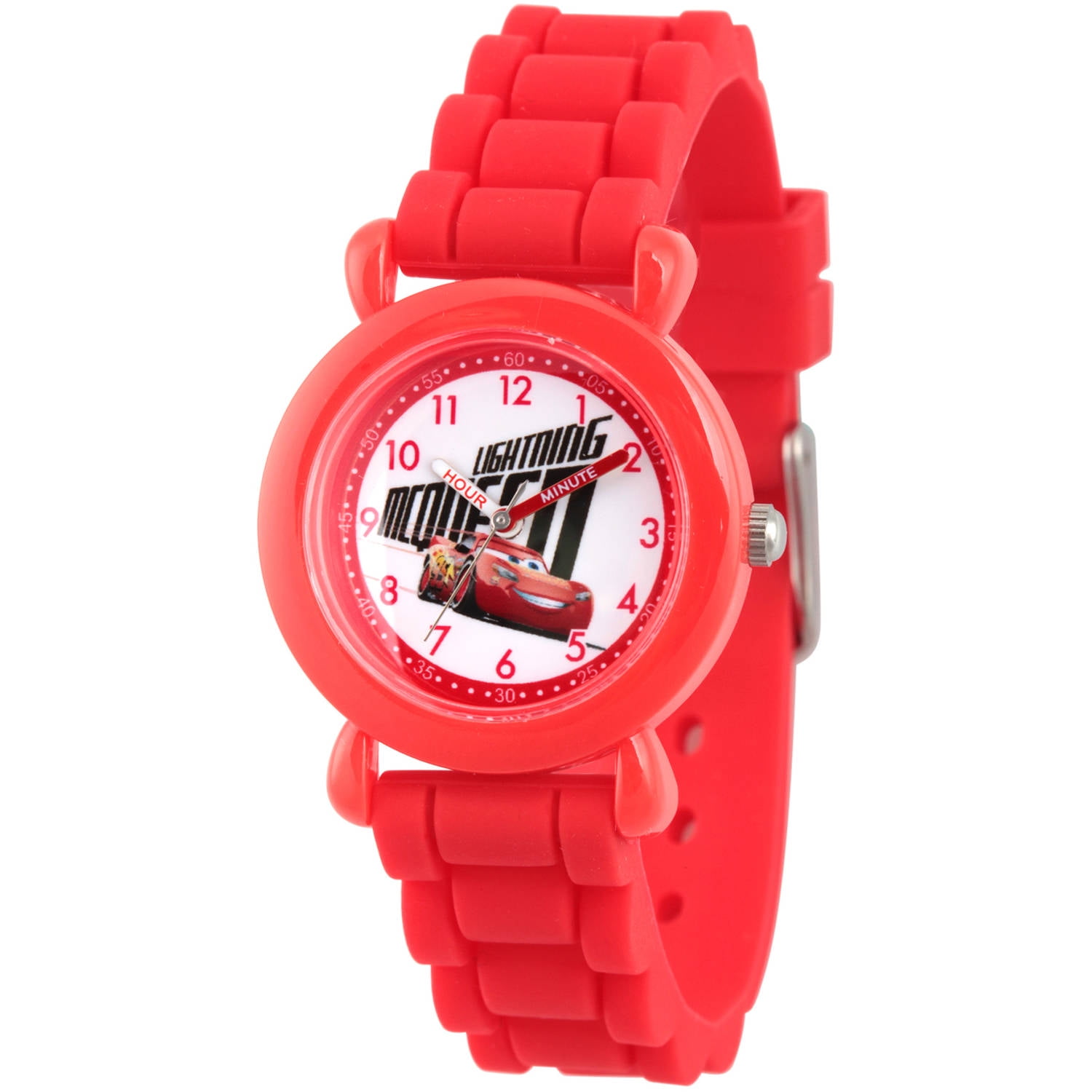 Cars Lightning McQueen Boys' Red Plastic Time Teacher Watch, Red