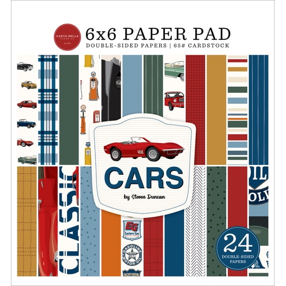 Carta Bella Double-Sided Paper Pad 6"X6"-Cars
