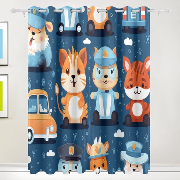 Cars Animals Black Out Curtains 84 Inch Length Curtains for Sliding Glass Doors Bedroom Living Room 2 Pack