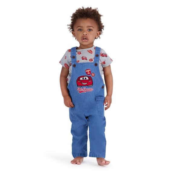 Cars Baby Boy 2 Piece Denim Overall Set, Sizes 0-24 Months