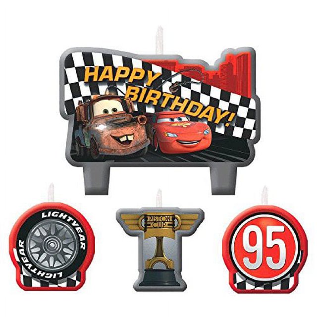 Cars Birthday Birthday Party Cake Candle Set, 1"3", 4ct