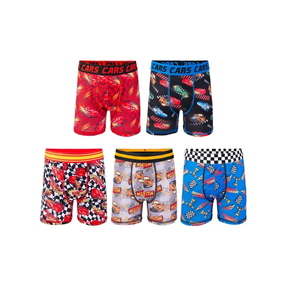 Cars Boys Athletic Boxer Brief Character Underwear, 5-Pack, Sizes XS-M
