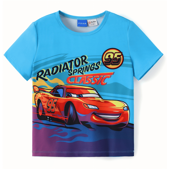 Disney Cars Boys Graphic Tees Lightning McQueen Pixar Radiator Springs Classic Red Blue T-Shirts Sizes 2-9