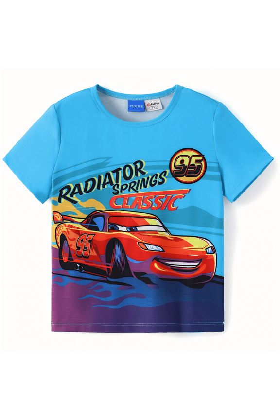 Cars Boys Graphic Tees Lightning McQueen Pixar Radiator Springs Classic Red Blue T-Shirts Sizes 2-9