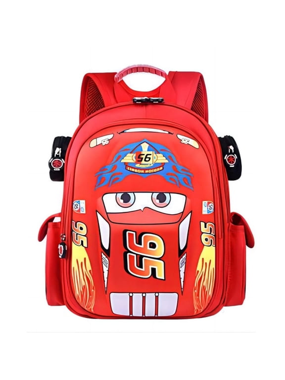 Cars Cartoon Red Racing Bag 3D Pocket Backpack Mini Red Racing Backpack