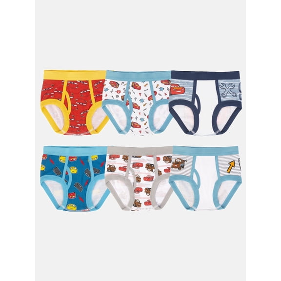 Disney Pixar Cars Toddler Boys Underwear Cotton Briefs, Size 2T-3T, 6 Pack