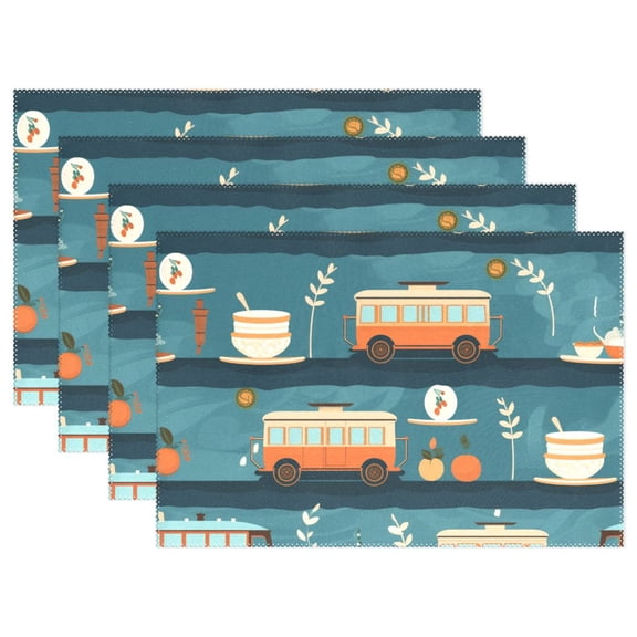 Cars Coffee Oranges 12×18 inch Placemats Heat Resistant Washable Foldable Rectangular Placemats Set Decoration Indoor Outdoor for Kitchen Dining Table 1PC
