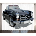 thumbnail image 1 of Ambesonne Cars Curtains 2 Panel Set, Classical Retro Vehicle, 108" x 96", Black Pale Grey White, 1 of 3