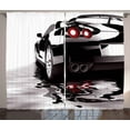 thumbnail image 1 of Ambesonne Cars Curtains 2 Panel Set, Modern Black Vehicle Style, 108" x 63", Black Red White, 1 of 3