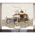 thumbnail image 1 of Ambesonne Cars Curtains 2 Panel Set, Old Fashioned Ride Coffee, 108" x 90", Caramel Cocoa White, 1 of 3