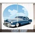 thumbnail image 1 of Ambesonne Cars Curtains 2 Panel Set, Retro Vintage Auto, 108" x 96", Blue Pale Blue Black, 1 of 3