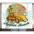 thumbnail image 1 of Cars Curtains 2 Panels Set, Summer Inspired Drawing with Retro Car Palm Trees Sunset Beach and Sun Rays, Window Drapes for Living Room Bedroom, 108W X 63L Inches, Amber Orange Aqua, by Ambesonne, 1 of 3