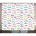 thumbnail image 1 of Ambesonne Cars Curtains 2 Panel Set, Colorful Funny Bus and Truck, 108" x 84", Multicolor, 1 of 3
