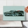 thumbnail image 1 of Cars Cutting Board, American Nostalgic Sports Muscle Car with Speeding Wheels Tires Print, Decorative Tempered Glass Cutting and Serving Board, Small Size, Pale Grey Blue, by Ambesonne, 1 of 5