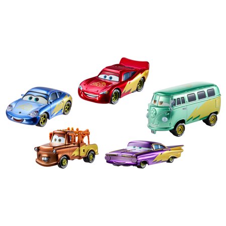 Disney and Pixar Cars Travelin’ Team 5-Pack, Set of 5 1:55 Scale Die-Cast Toy Cars (Styles May Vary)