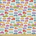 thumbnail image 1 of Ambesonne Cars Fabric by the Yard Upholstery, Vibrant Doodle Style Rides, 2 Yards, Multicolor, 1 of 4
