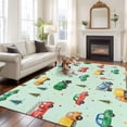 thumbnail image 1 of Cars Fire Trucks Area Rugs 5x7 ft Mixers Warning Cards Tree Wave Points Blue Washable Rug Non Slip Indoor Carpet Absorbent Floor Mat for Living Room Bedroom Dining Room, 1 of 9