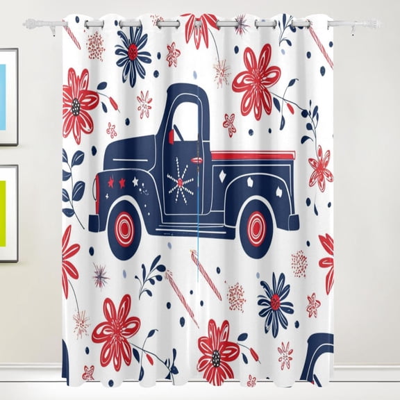 Cars Flowers Floral Black Out Curtains 72 Inch Length Curtains for Sliding Glass Doors Bedroom Living Room 2 Pack