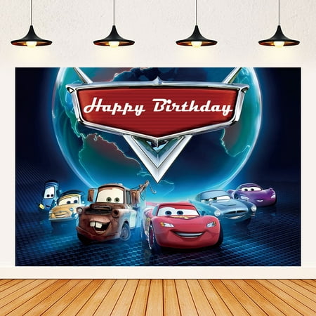 Cars Happy Birthday Anime Cartoon Theme Backdrops Banner Birthday Party Decor Supplies,5.9x3.6ft