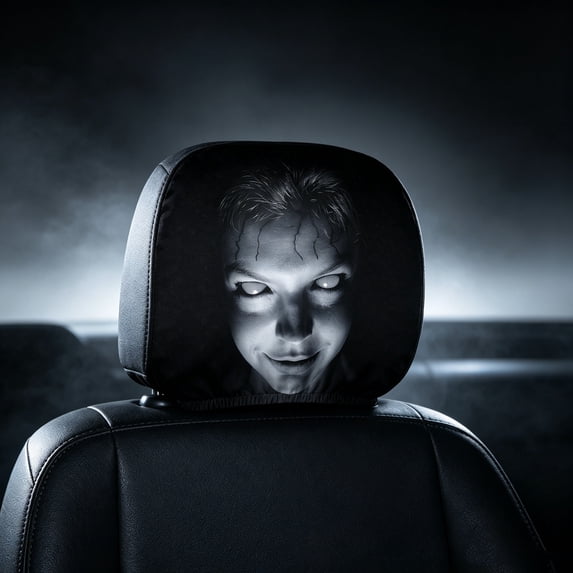 Cars Headrest Covers for Halloween Stretchy Head Rest Protector Interior Accessories Mysterious Figure Headrest Cover for Automotive Vehicle SUV Sedan Driving Halloween Daily Commuters Road Trip