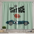 thumbnail image 1 of Cars Kitchen Curtains, Classical Vintage Car Poster Racing Sports Competition Theme, Two Panels Drapes with Rod Pocket Room Decor, 55" X 45", Reseda Green Petrol Blue, by Ambesonne, 1 of 3