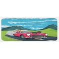 thumbnail image 1 of Cars Kitchen Mat, Blonde Girl Driving a Sports Car Through the Country in Cartoon Style Travel Road Trip, Plush Decorative Kitchen Mat with Non Slip Backing, 47" X 19", Multicolor, by Ambesonne, 1 of 1
