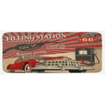 thumbnail image 1 of Cars Kitchen Mat, Poster Style Image Gasoline Station Commercial Element Route 66 IllustrationPrint, Plush Decorative Kitchen Mat with Non Slip Backing, 47" X 19", Vermilion Beige, by Ambesonne, 1 of 1