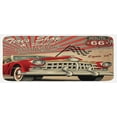 thumbnail image 1 of Cars Kitchen Mat, Tires Shop and Service Route 66 Emblem Advertisement Retro Style Poster Print, Plush Decorative Kitchen Mat with Non Slip Backing, 47" X 19", Red Grey Sepia, by Ambesonne, 1 of 1