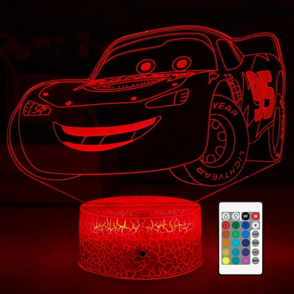 Cars Lamp for Kids, 3D Cars Night Light Toy, 16 Colors with Remote Control Room Home Decor, Christmas Birthday Gifts for Boys Girls