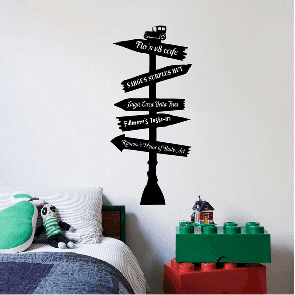 Cars Land Disney Car Pathway Signage Fantasy World Wall Sticker Art Decal for Girls Boys Room Bedroom Nursery Kindergarten House Fun Home Decors Stickers Wall Art Vinyl Decoration Size (40x24 inch)
