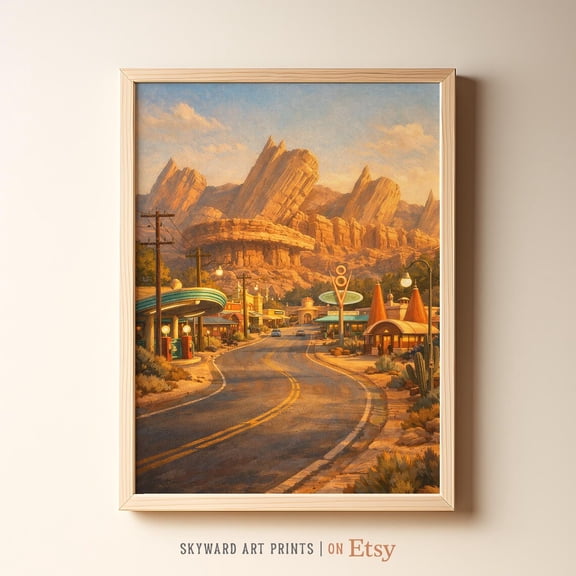 Cars Land Travel Poster, Retro Theme Park Wall Art