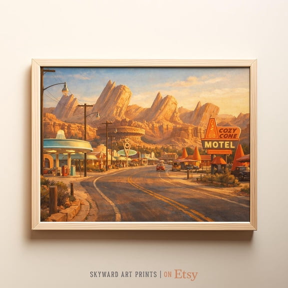 Cars Land Wall Art Print Radiator Springs Theme Park Decor Unframed Paper Print