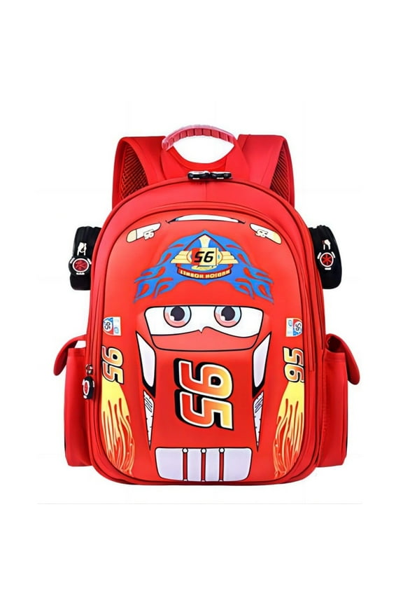 Cars Lightning McQueen Backpack 3D Pocket Cartoon Backpack Mini Red Racing Backpack