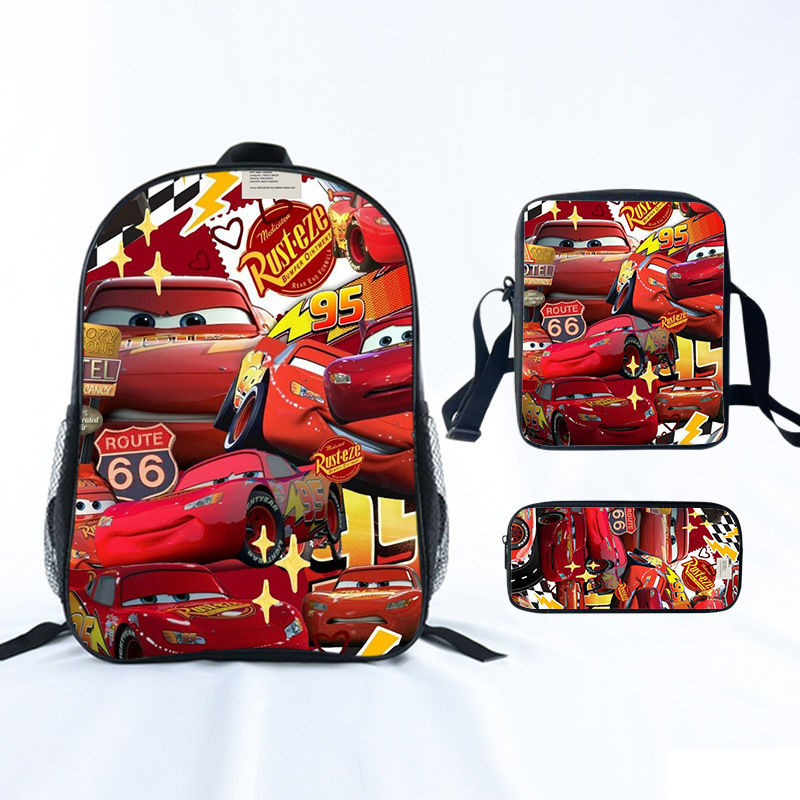 Cars Lightning McQueen Backpack with Lunch Bag Box and Pencil Case Cute ...