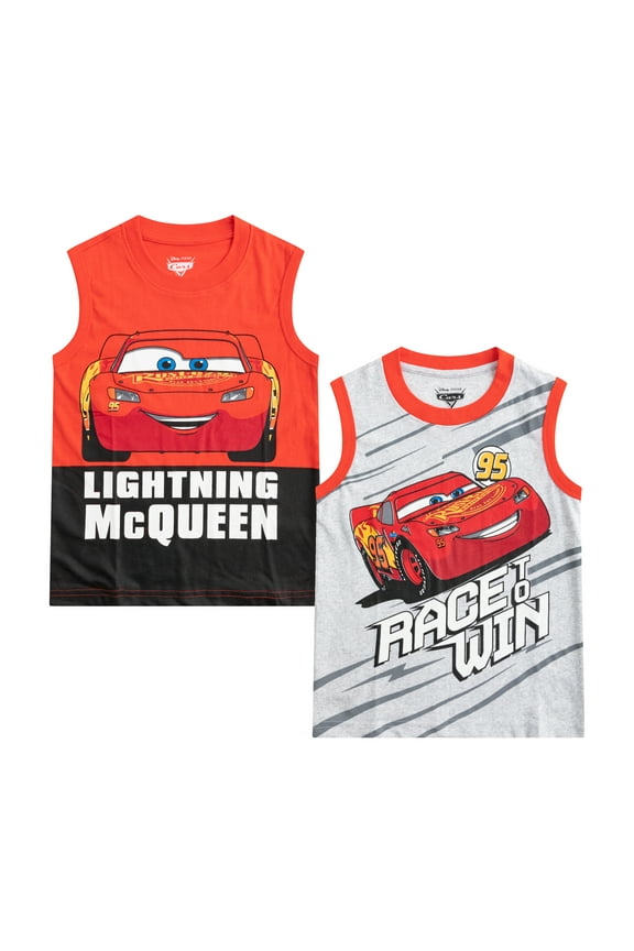 Cars Lightning McQueen Boys 2 Pack Character Tanks, 4-7
